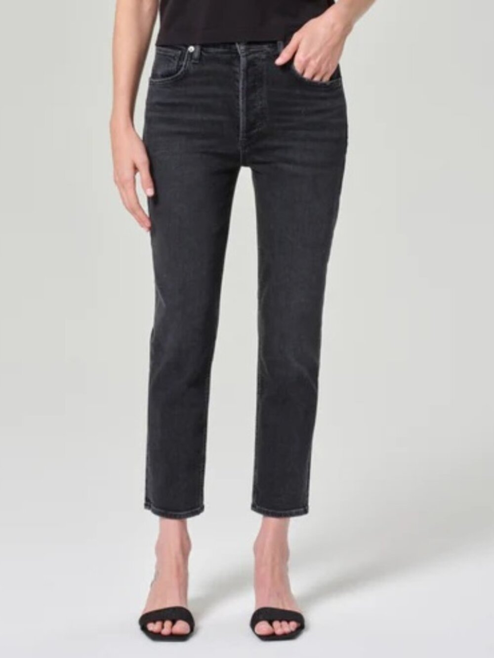 NWT $198 AGOLDE RILEY HIGH RISE STRAIGHT LEG CROPPED JEANS IN PANORAMIC SIZE W27